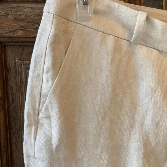 NWT Talbots Petite 100% Linen Pants Wide Leg 14P Cream MSRP $99 Beige Lined - Picture 6 of 16